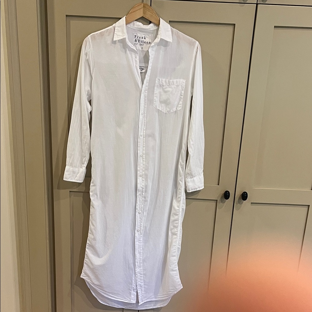 Frank & Eileen Rory Classic White Shirt Dress, Organic Cotton, Size XS